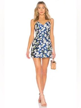 Alice + Olivia Tayla Lantern Mini Dress in Indigo & White Size 4